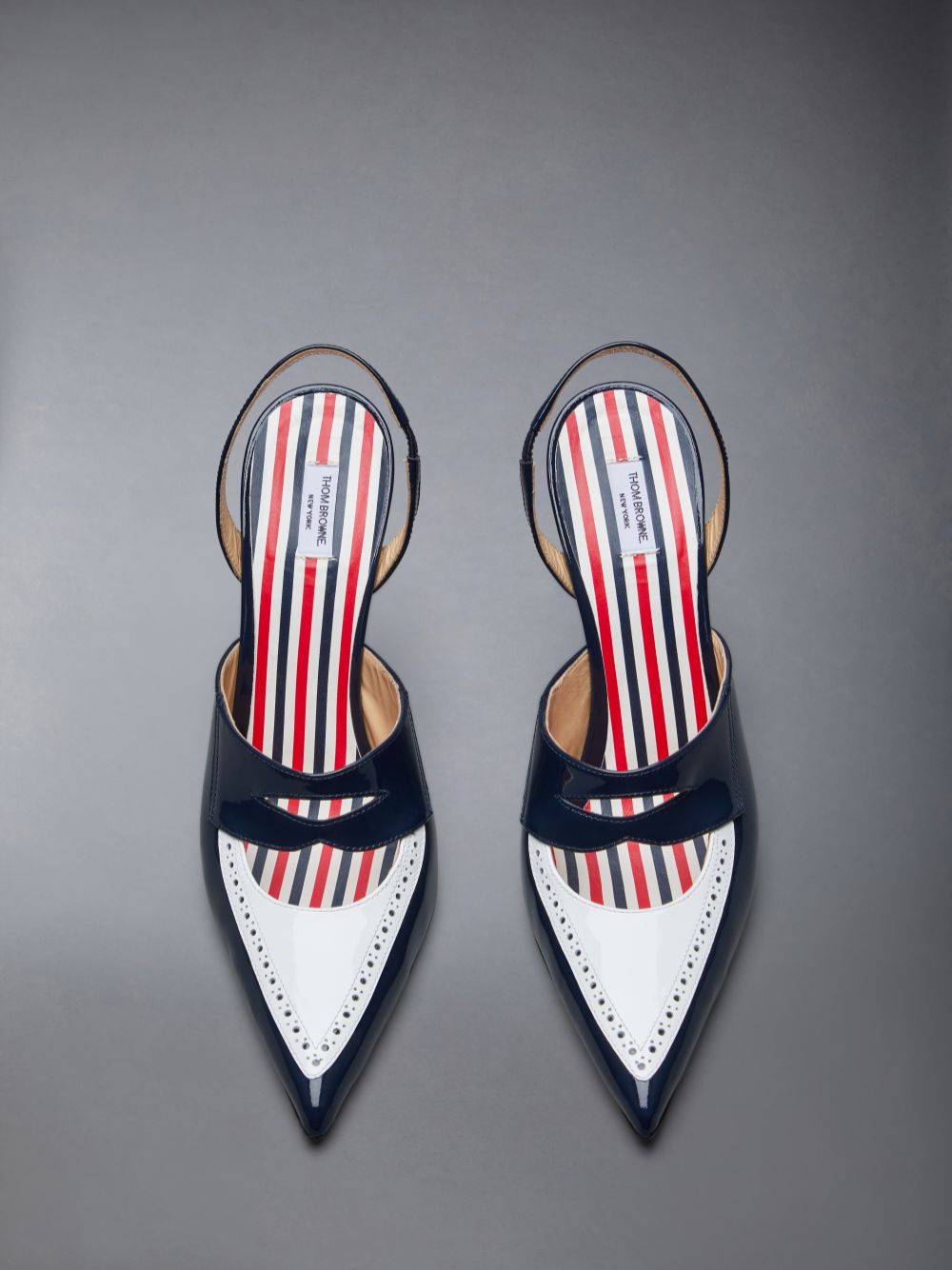 Mocassins Thom Browne Patent Slingback Curved Heel Penny Feminino Pretas | NTT09M84952