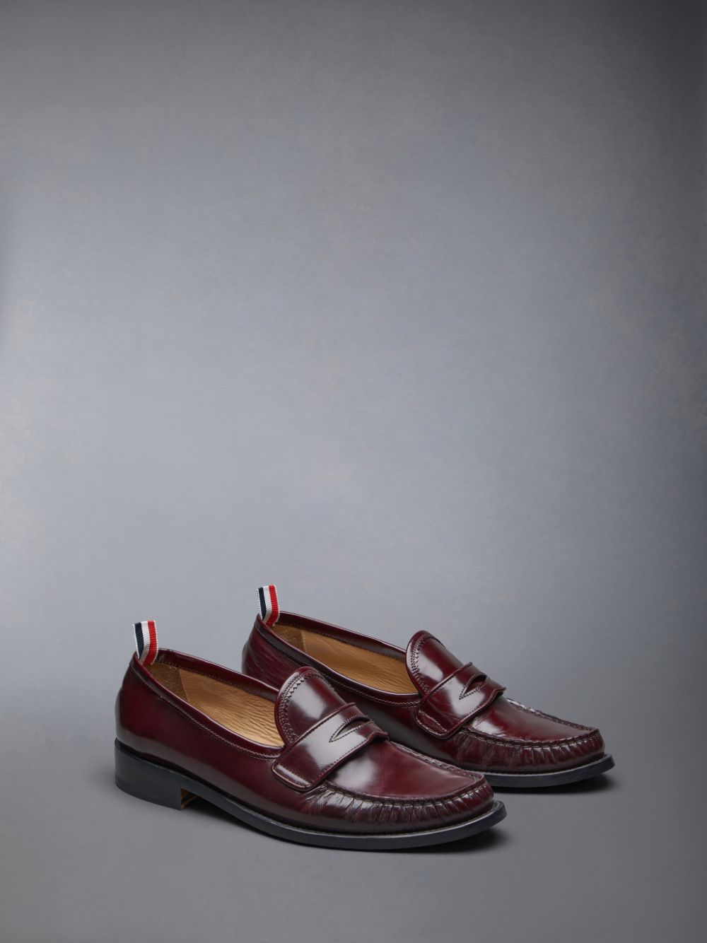 Mocassins Thom Browne Spazzolato Pleated Varsity Masculino Vermelhas | FTD24D36988