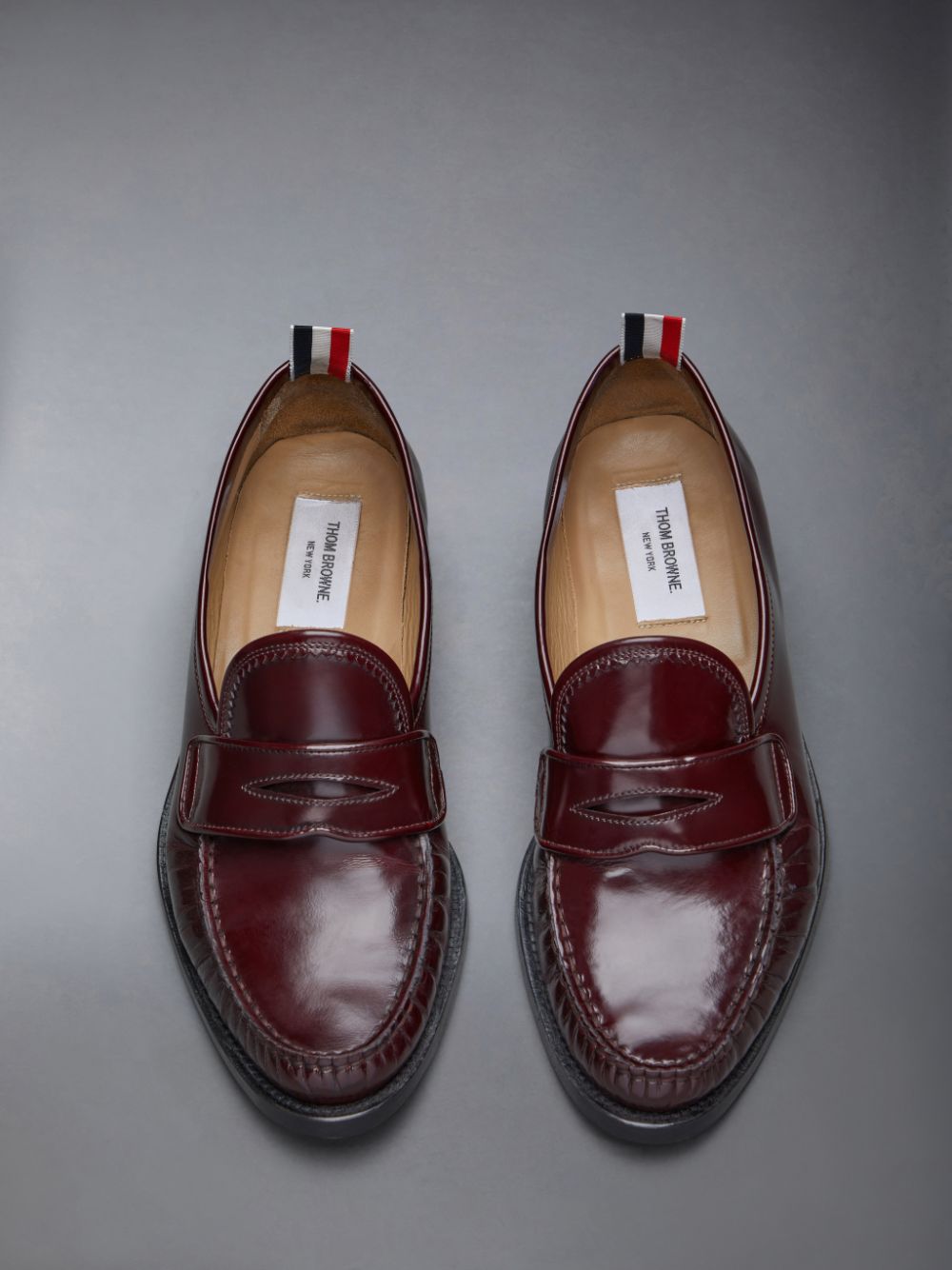 Mocassins Thom Browne Spazzolato Pleated Varsity Masculino Vermelhas | FTD24D36988