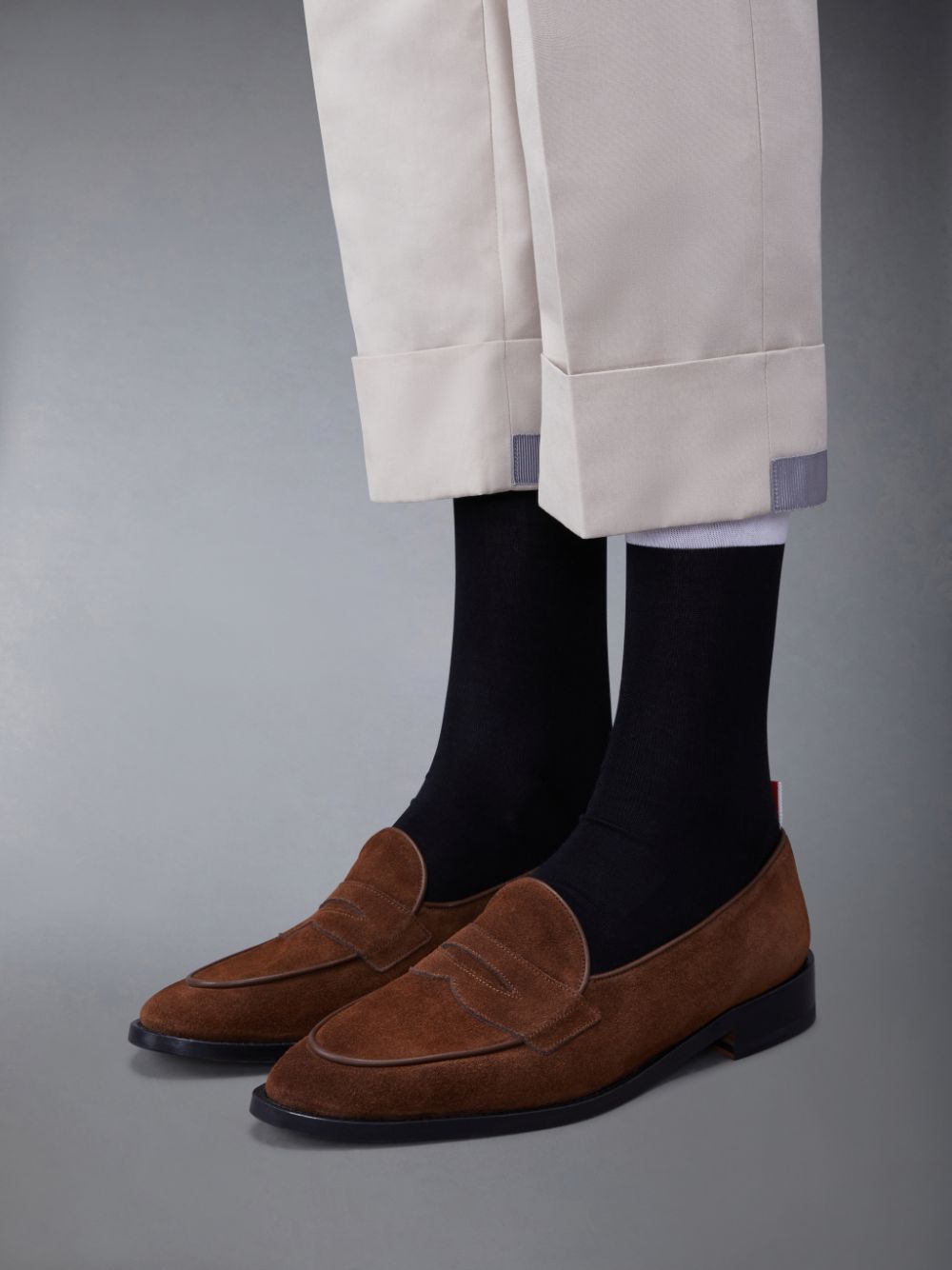 Mocassins Thom Browne Suede Varsity Penny Masculino Marrom | DWG72R79249