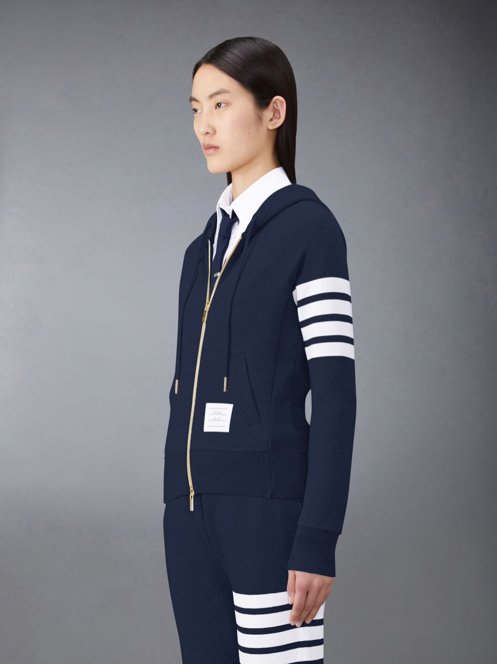Moletom com Capuz Thom Browne Classic Loopback Full Zip Feminino Azuis | GXM33F75283