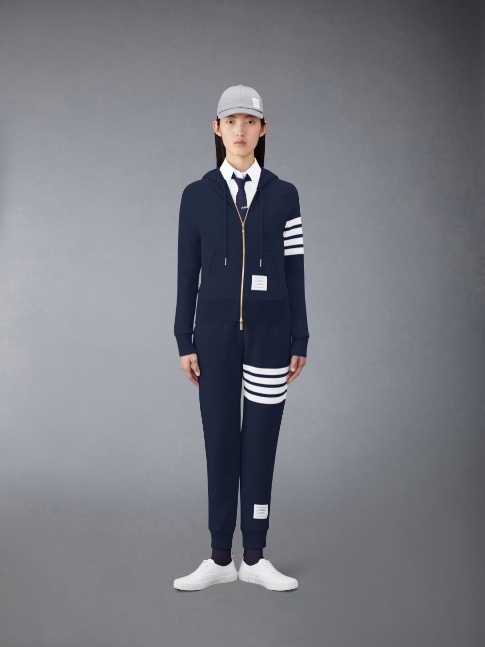 Moletom com Capuz Thom Browne Classic Loopback Full Zip Feminino Azuis | GXM33F75283