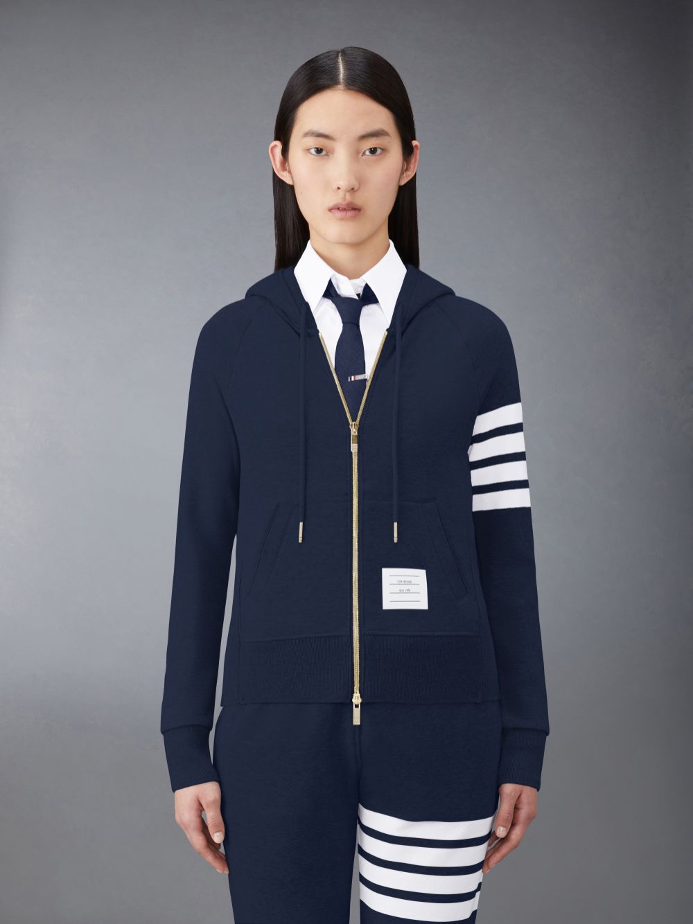 Moletom com Capuz Thom Browne Classic Loopback Full Zip Feminino Azuis | GXM33F75283