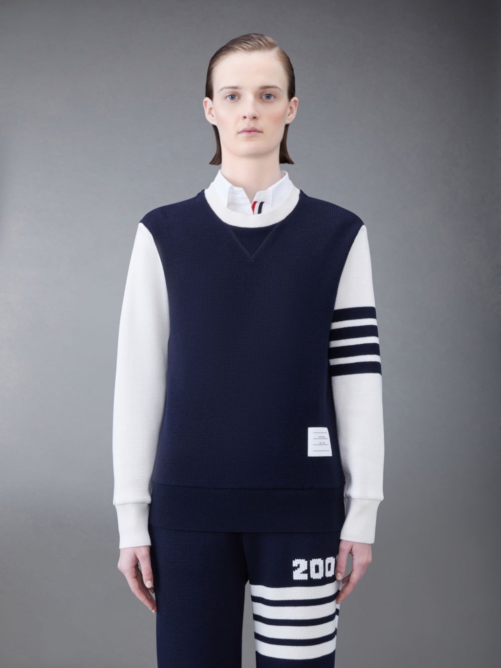 Moletons Thom Browne CASHMERE WAFFLE 2003 4-BAR Feminino Azuis | HZB26A79577