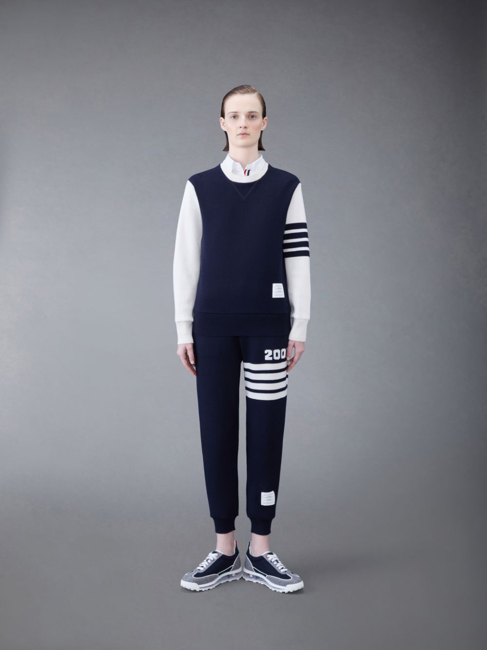 Moletons Thom Browne CASHMERE WAFFLE 2003 4-BAR Feminino Azuis | HZB26A79577