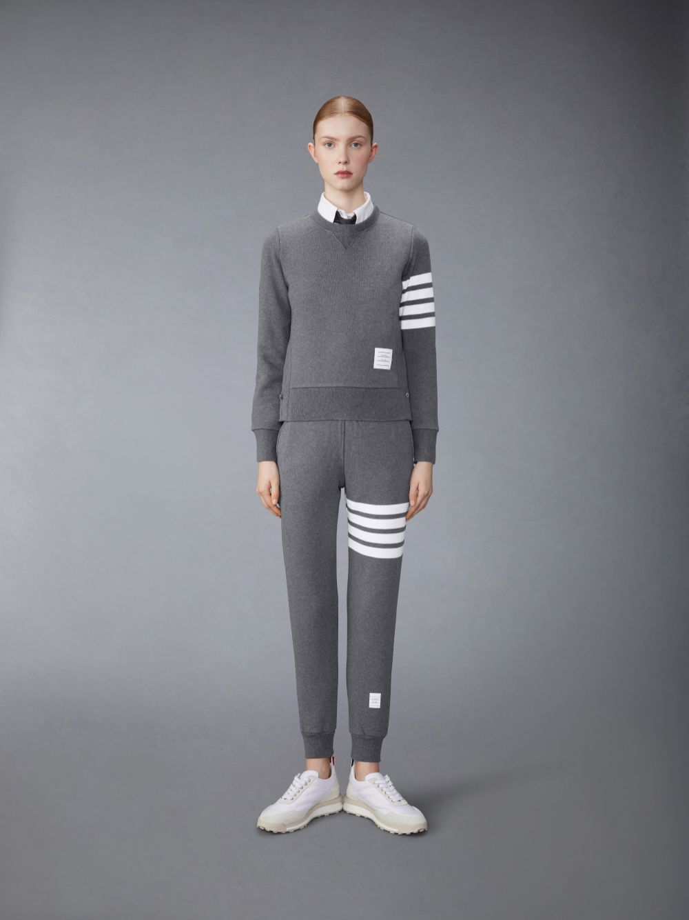 Moletons Thom Browne Dark Classic Loop Back Engineered 4-Bar Crew Neck Feminino Cinzentas | BSD60N15031
