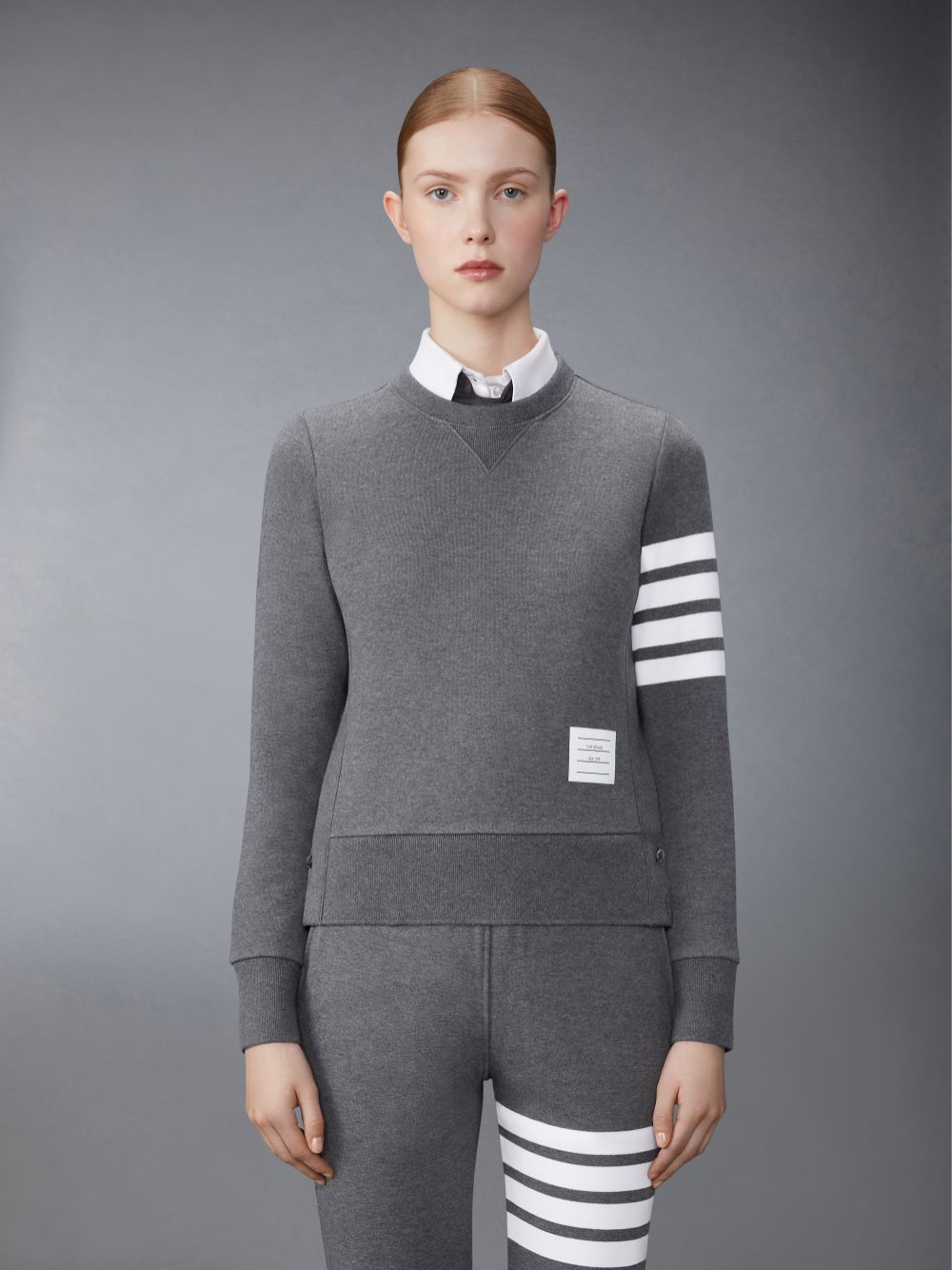 Moletons Thom Browne Dark Classic Loop Back Engineered 4-Bar Crew Neck Feminino Cinzentas | BSD60N15031