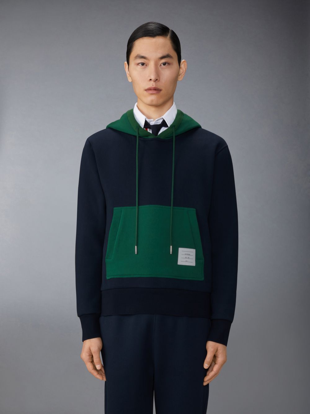 Pulôver Thom Browne Brushed Color Blocked Hoodie Masculino Azuis | BTP47E75876