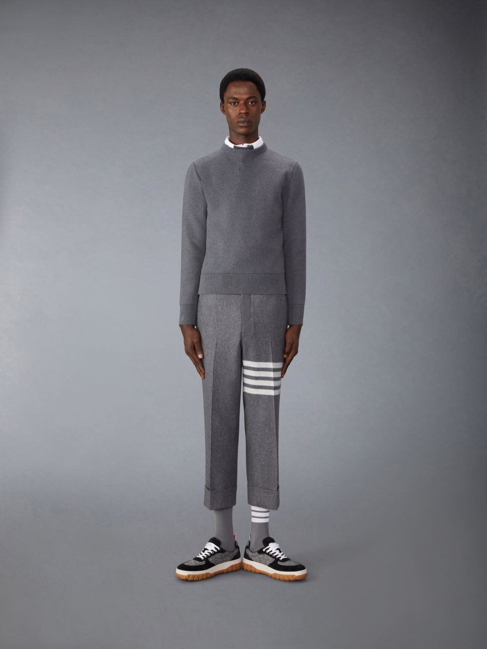 Pulôver Thom Browne Cotton Milano Stitch Masculino Cinzentas | NCJ51G47952