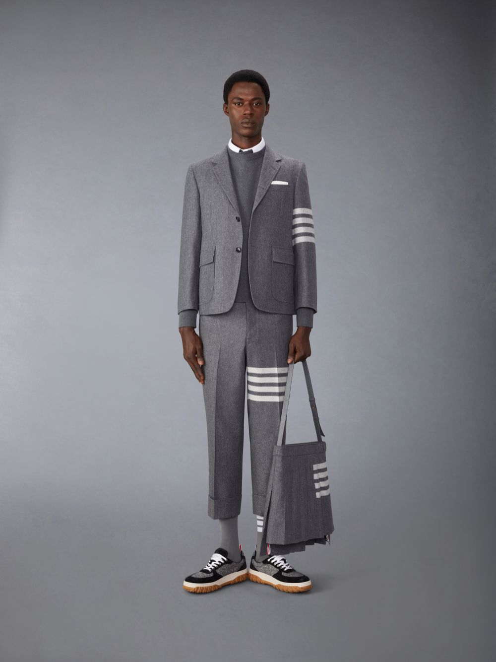 Pulôver Thom Browne Cotton Milano Stitch Masculino Cinzentas | NCJ51G47952
