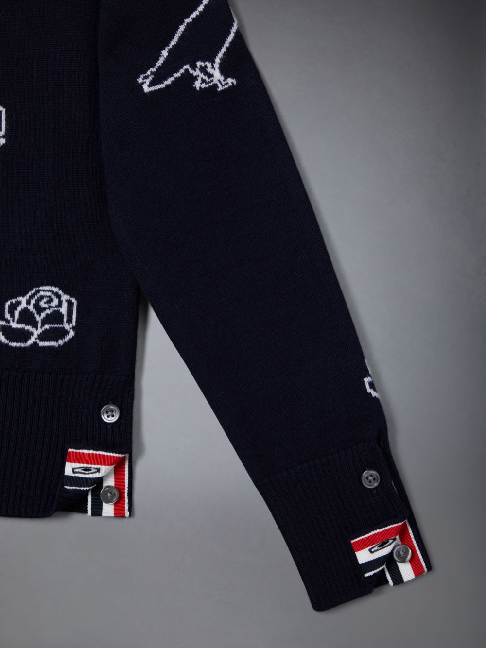 Pulôver Thom Browne Fine Merino Wool Rose and Raven Menina Azuis | ICG95R73822
