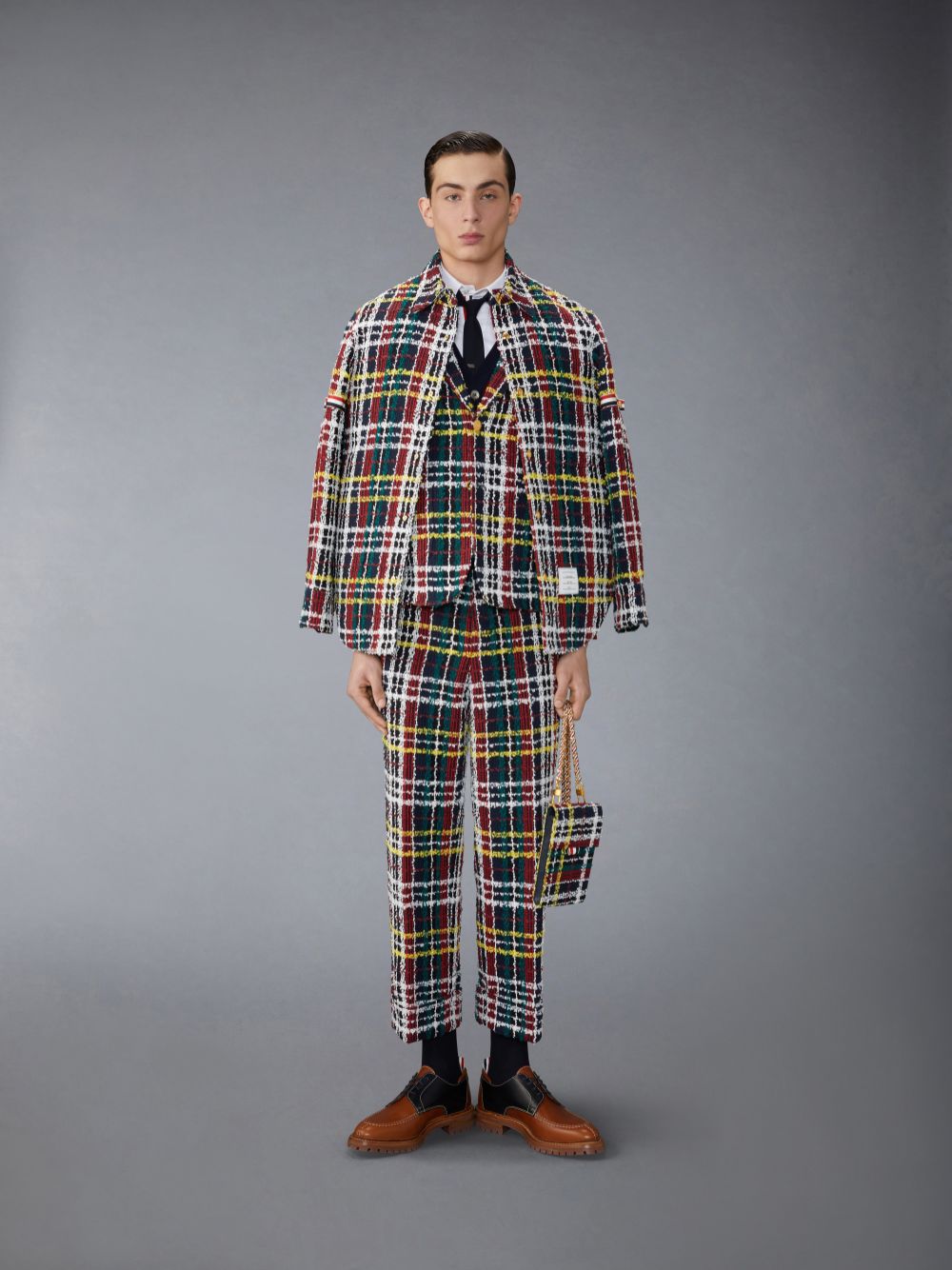 Pulôver Thom Browne Funmix Merino Wool Herringbone Float Jacquard 4-Bar Classic Crew Neck Masculino Vermelhas | RZS71J39192