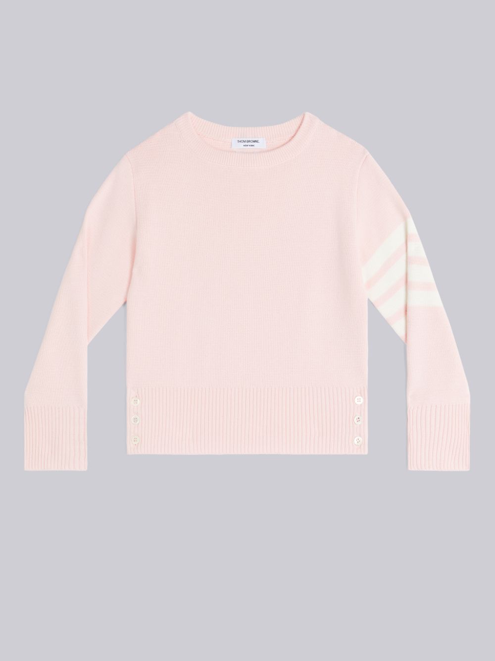 Pulôver Thom Browne Light Pink Milano Stitch Cotton 4-Bar Crew Neck Menino Rosa | GWB92G44829