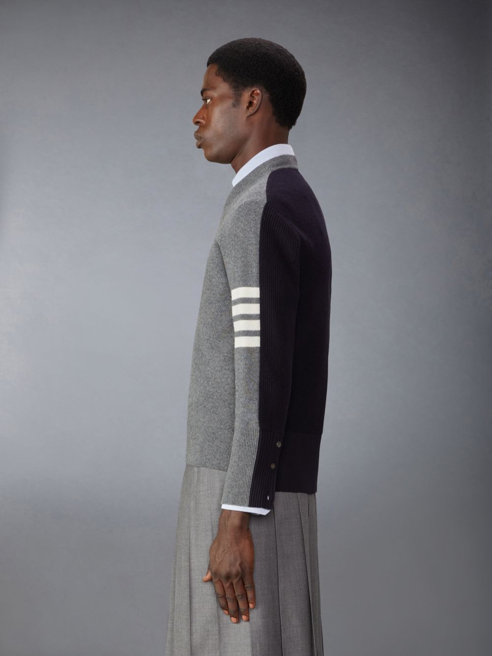 Pulôver Thom Browne Merino Wool 2 in 1 Half 4-Bar Masculino Cinzentas | XYV36E13890