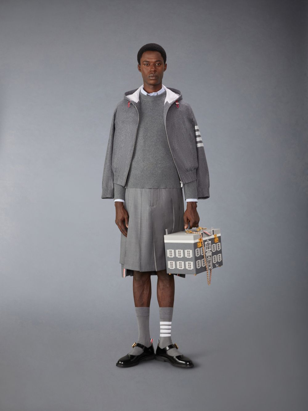 Pulôver Thom Browne Merino Wool 2 in 1 Half 4-Bar Masculino Cinzentas | XYV36E13890