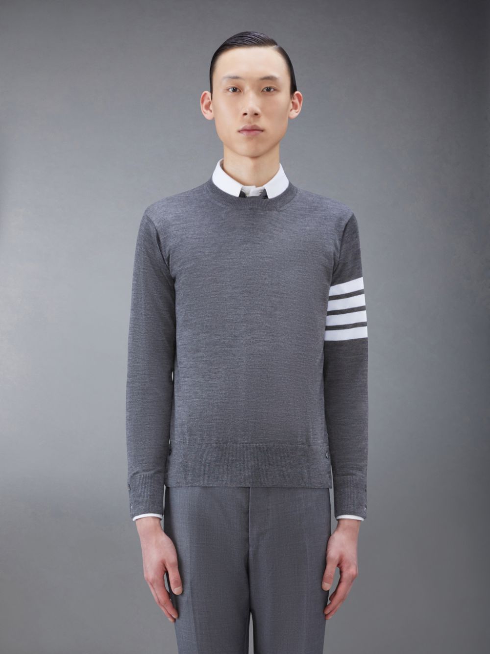 Pulôver Thom Browne Wool 4-Bar Masculino Cinzentas | DGN69N39341