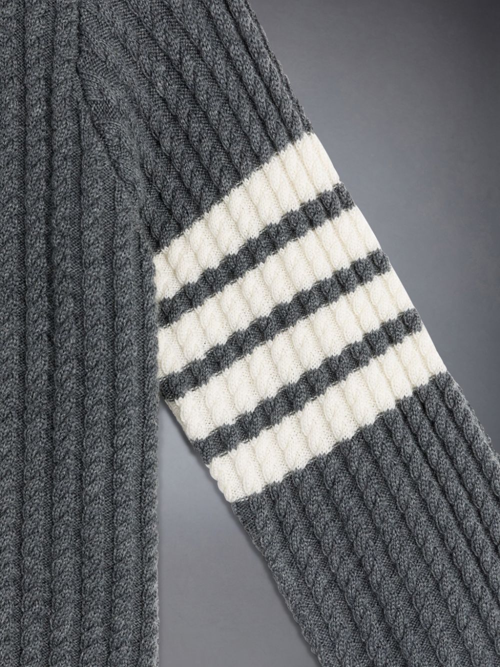 Pulôver Thom Browne Wool Cable Knit 4-Bar Menino Cinzentas | OJX39X89172