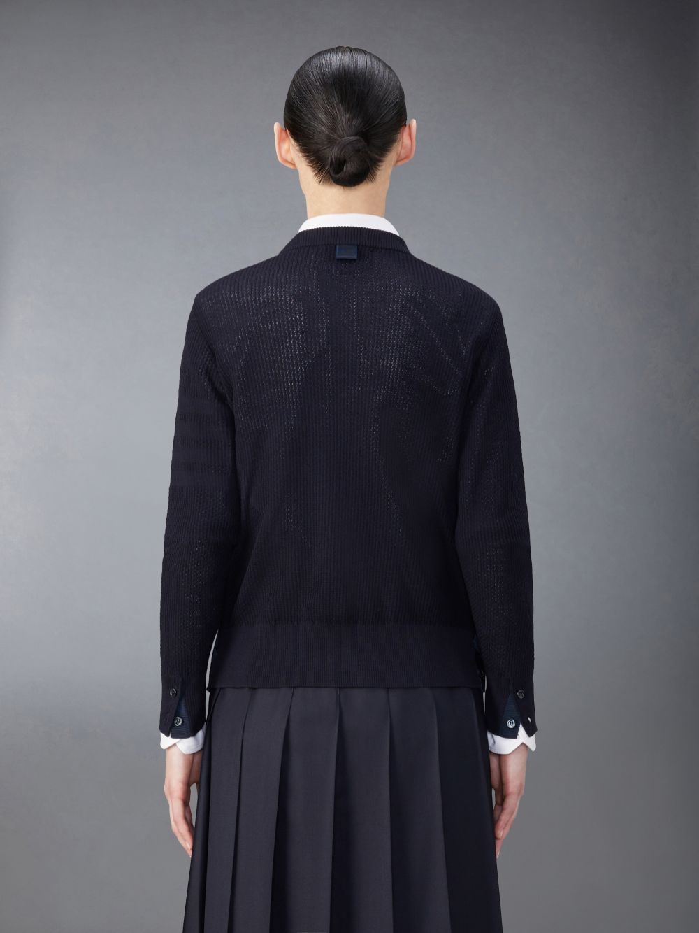 Pulôver Thom Browne Wool Crepe 4-Bar Relaxed Fit Feminino Azuis | XXF06V50696