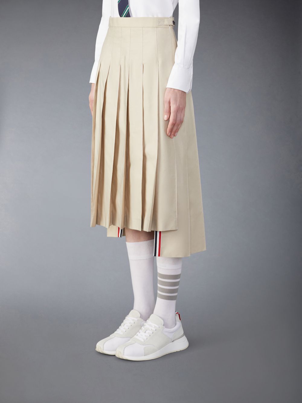 Saias Thom Browne Classic Typewriter Midi Pleated Feminino Bege | XXH92W55391