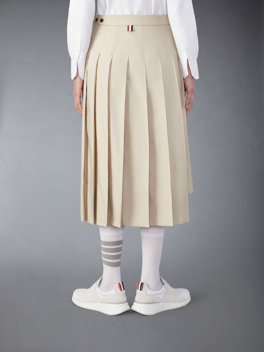 Saias Thom Browne Classic Typewriter Midi Pleated Feminino Bege | XXH92W55391