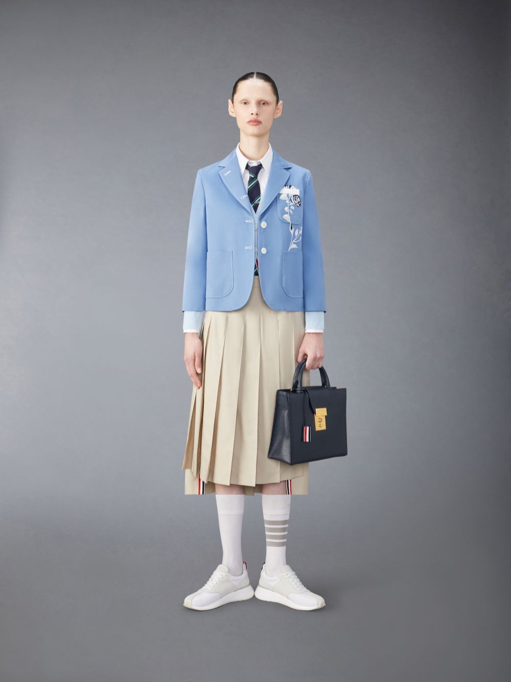 Saias Thom Browne Classic Typewriter Midi Pleated Feminino Bege | XXH92W55391
