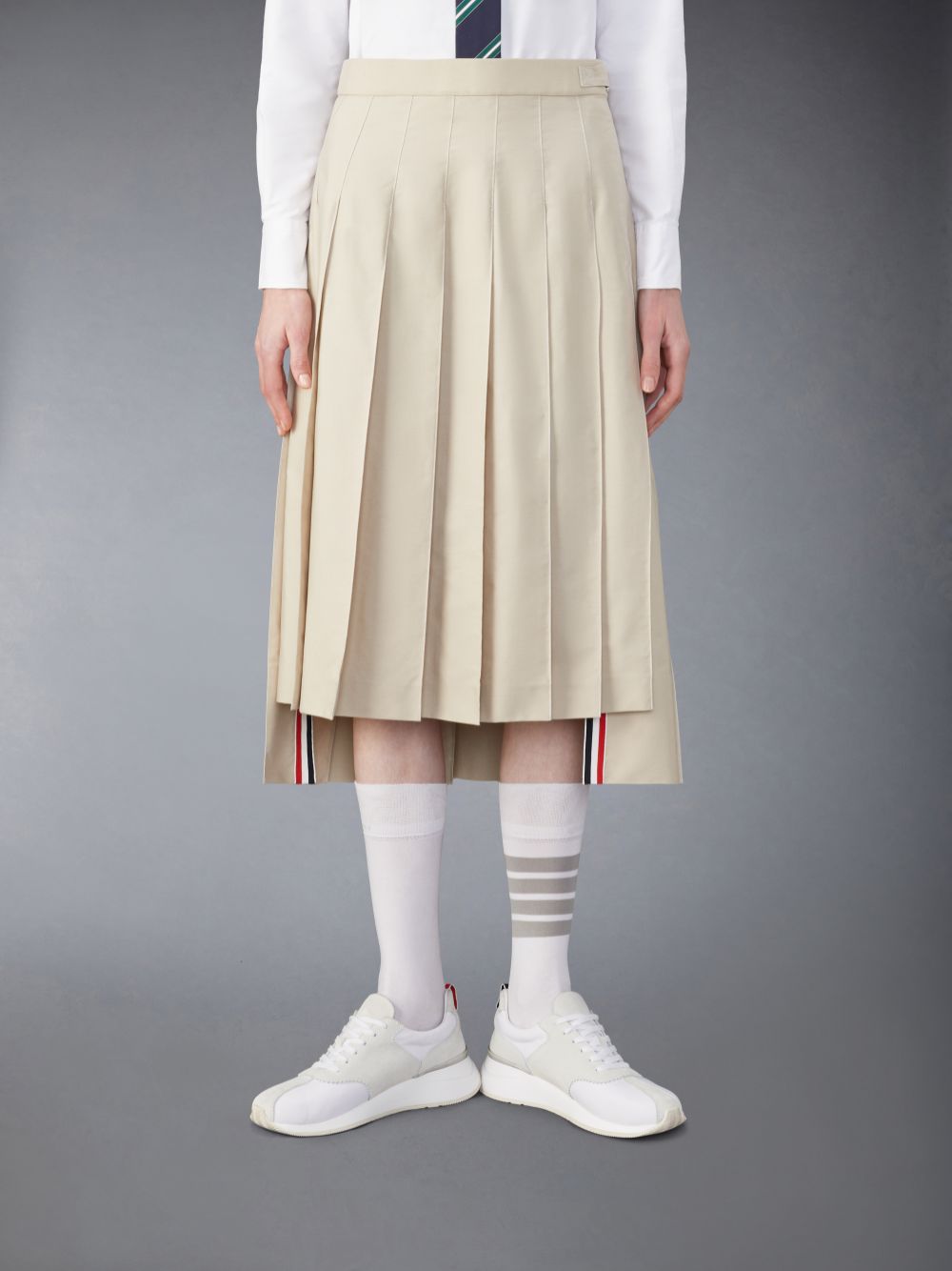 Saias Thom Browne Classic Typewriter Midi Pleated Feminino Bege | XXH92W55391