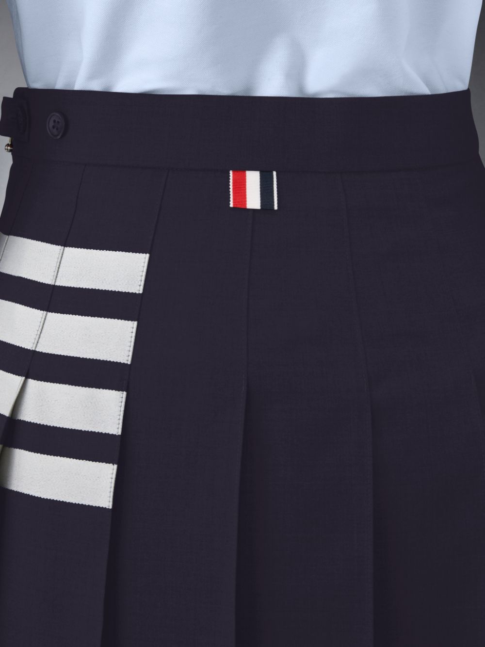 Saias Thom Browne Plain Weave 4-Bar Pleated Mini Feminino Azuis | CQM90Z23704