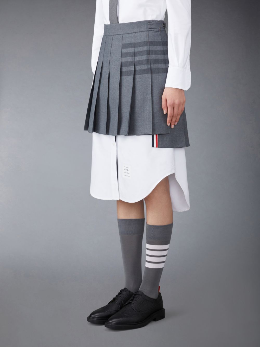 Saias Thom Browne Twill School Uniform 4-Bar Pleated Mini Feminino Cinzentas | CGA42P56828