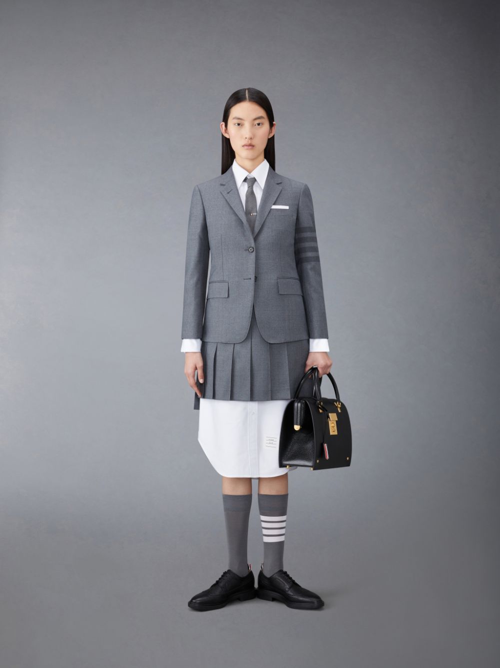 Saias Thom Browne Twill School Uniform 4-Bar Pleated Mini Feminino Cinzentas | CGA42P56828