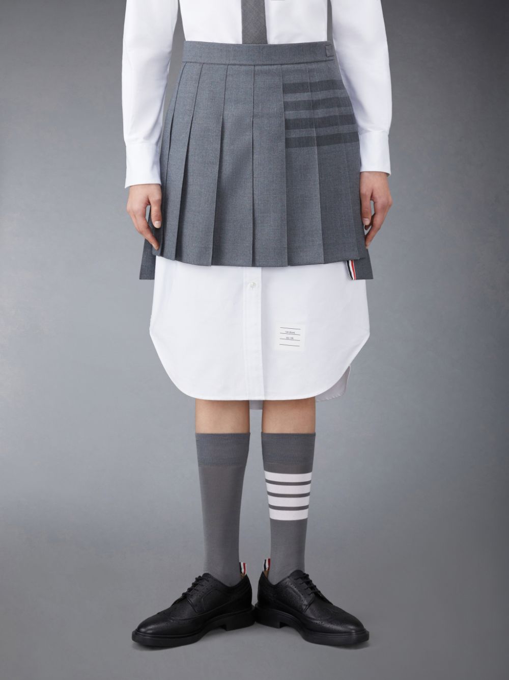 Saias Thom Browne Twill School Uniform 4-Bar Pleated Mini Feminino Cinzentas | CGA42P56828