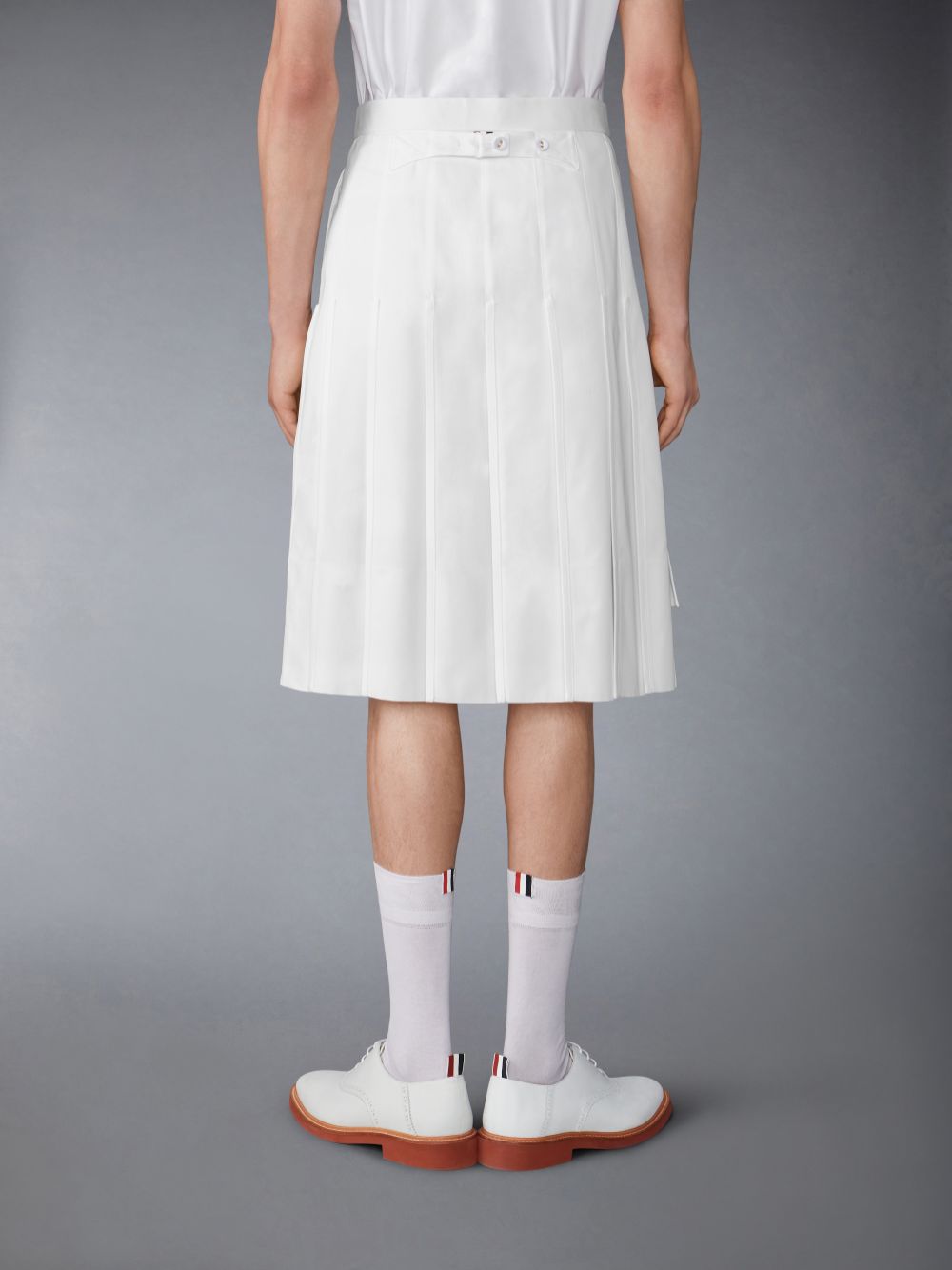 Saias Thom Browne Typewriter Self Tipping Midi Classic Pleated Masculino Branco | TTB92V71367