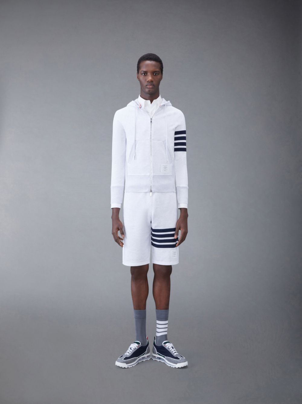 Shorts De Suor Thom Browne Classic Loopback 4-Bar Masculino Branco | LLZ02D24829