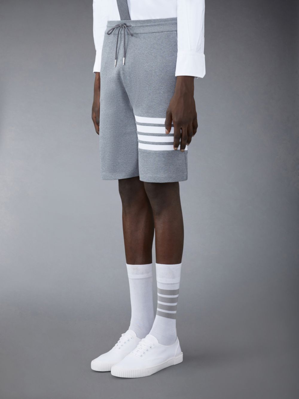Shorts De Suor Thom Browne Waffle 4-Bar Masculino Cinzentas | MRX07C33843