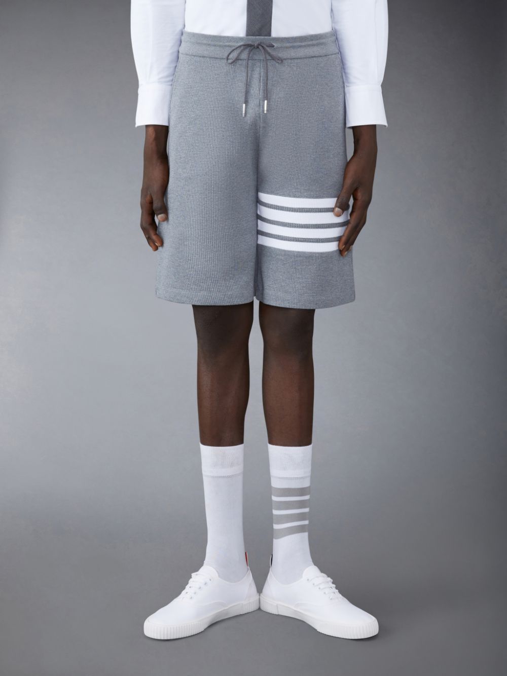 Shorts De Suor Thom Browne Waffle 4-Bar Masculino Cinzentas | MRX07C33843