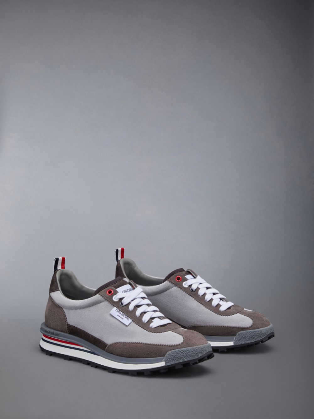 Tenis Thom Browne Calf Suede Tech Runner Feminino Cinzentas | HPI66M55706