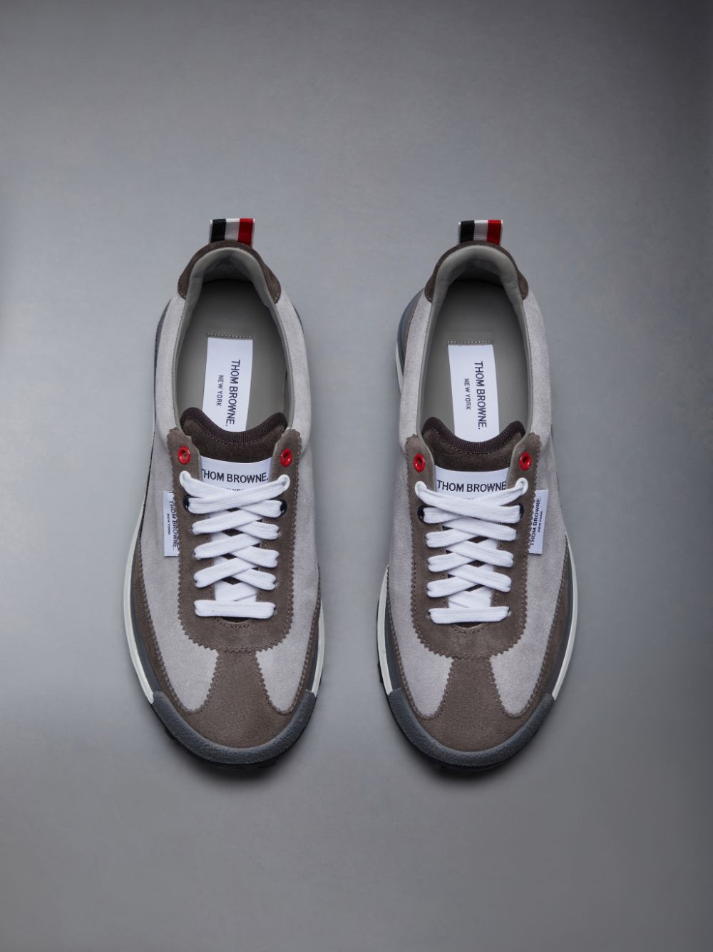 Tenis Thom Browne Calf Suede Tech Runner Feminino Cinzentas | HPI66M55706