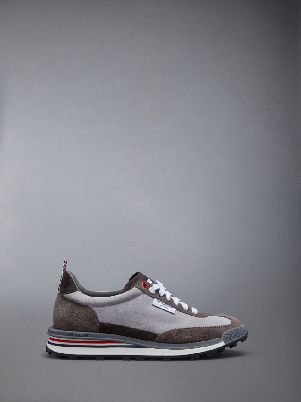 Tenis Thom Browne Calf Suede Tech Runner Feminino Cinzentas | HPI66M55706