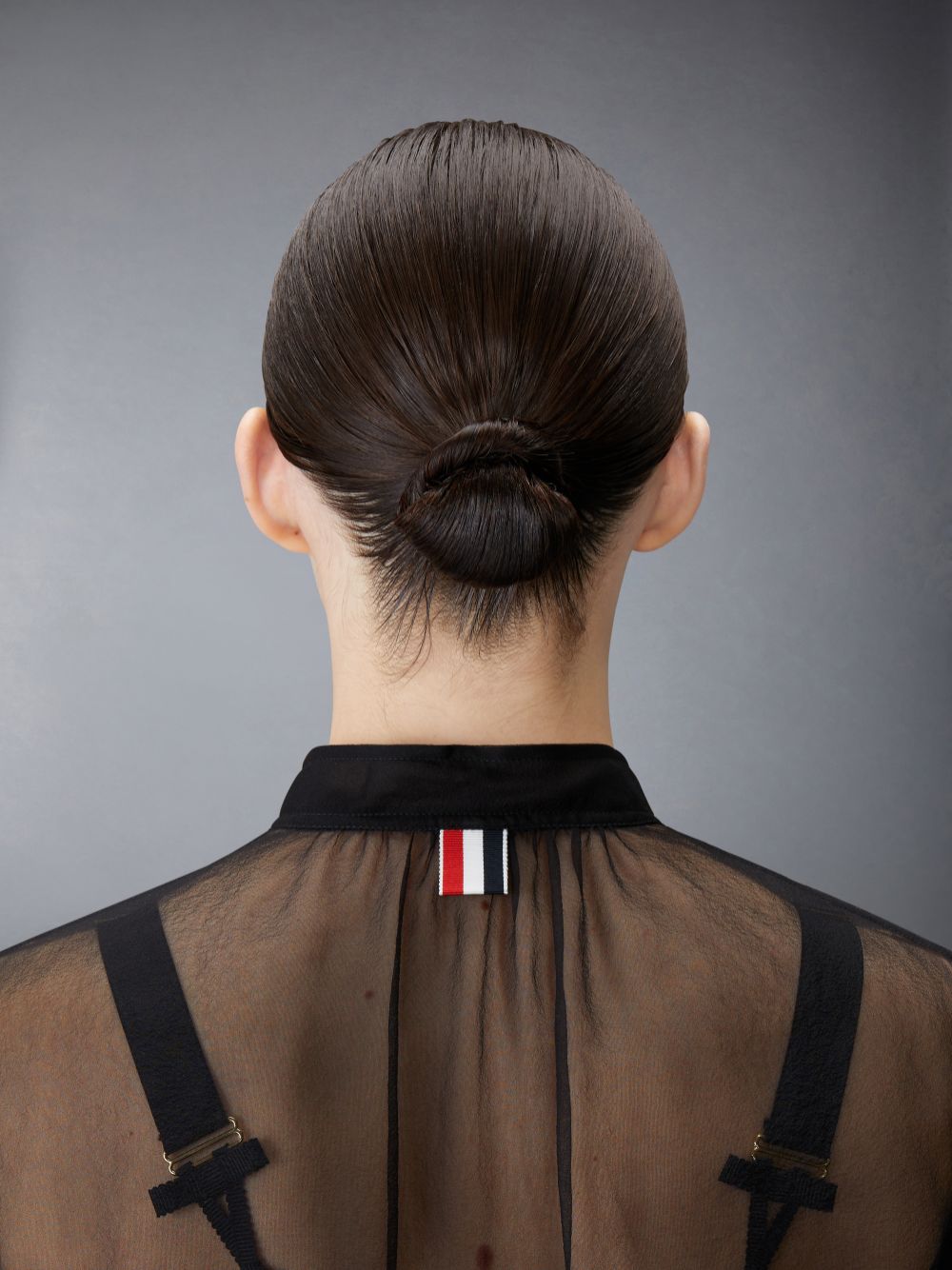 Vestido Thom Browne Chiffon Button Placket Hobble Feminino Pretas | HHI09I98311