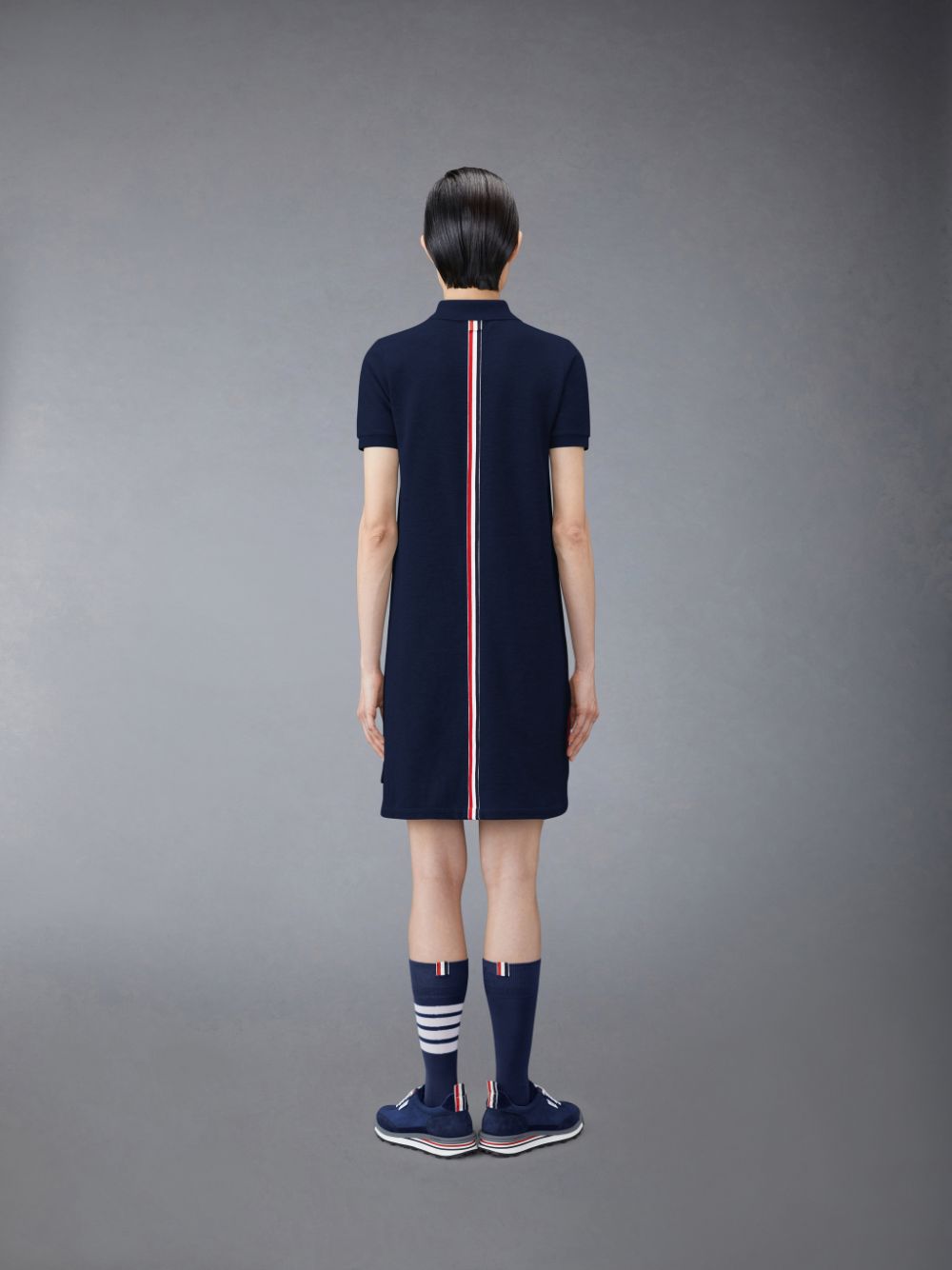 Vestido Thom Browne Classic Pique Stripe Polo Feminino Azuis | ICO46O96757