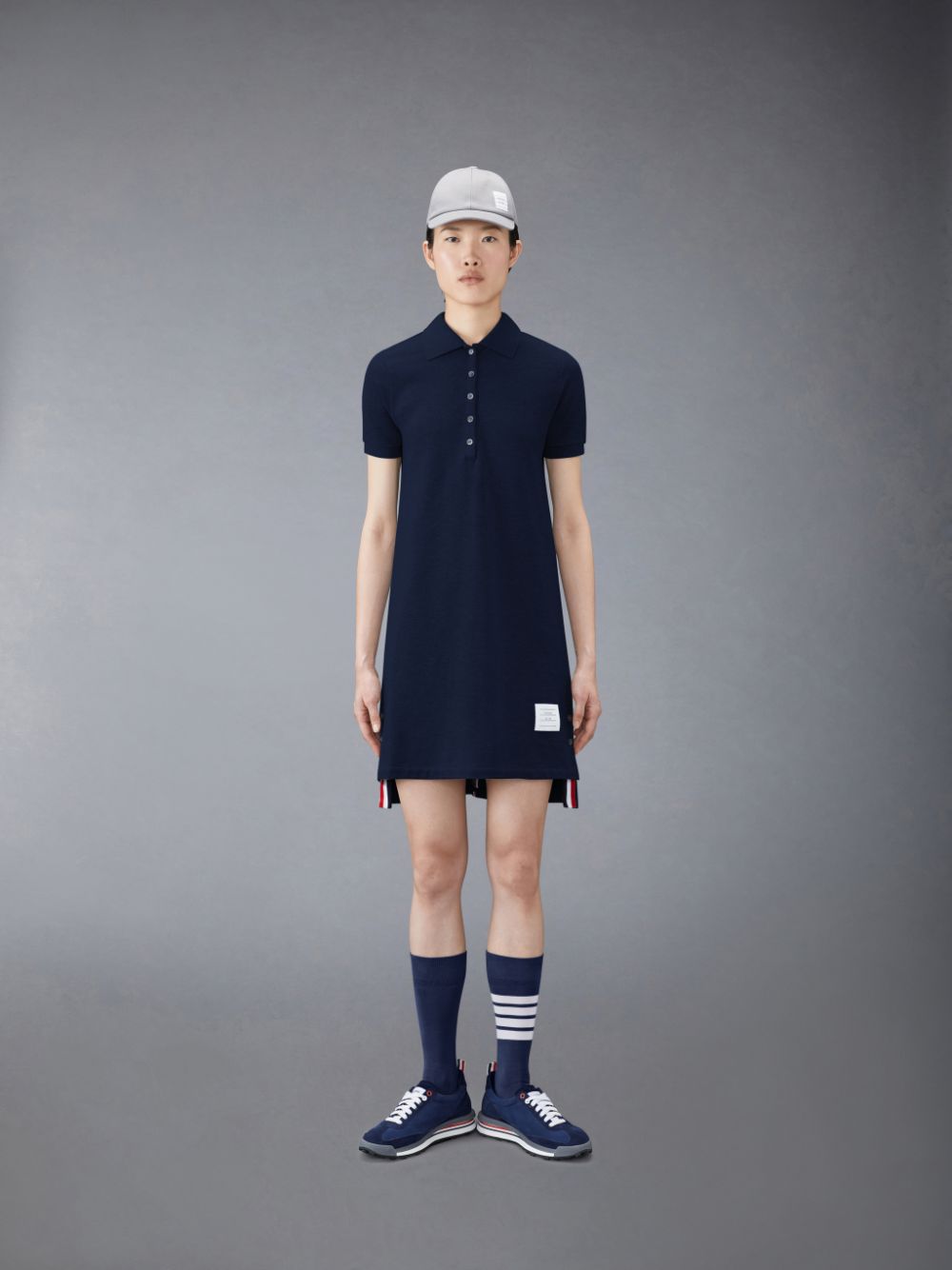 Vestido Thom Browne Classic Pique Stripe Polo Feminino Azuis | ICO46O96757