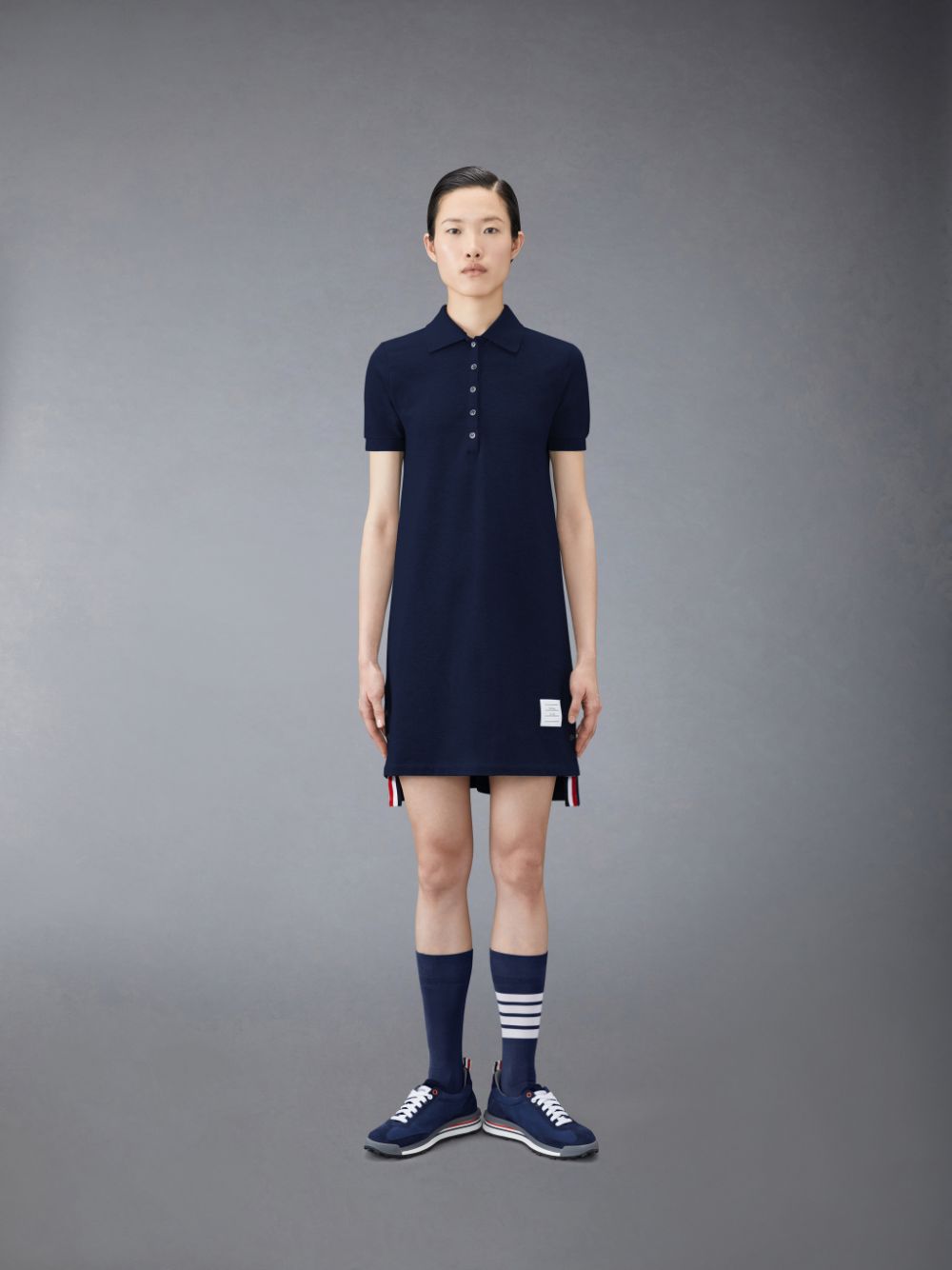 Vestido Thom Browne Classic Pique Stripe Polo Feminino Azuis | ICO46O96757