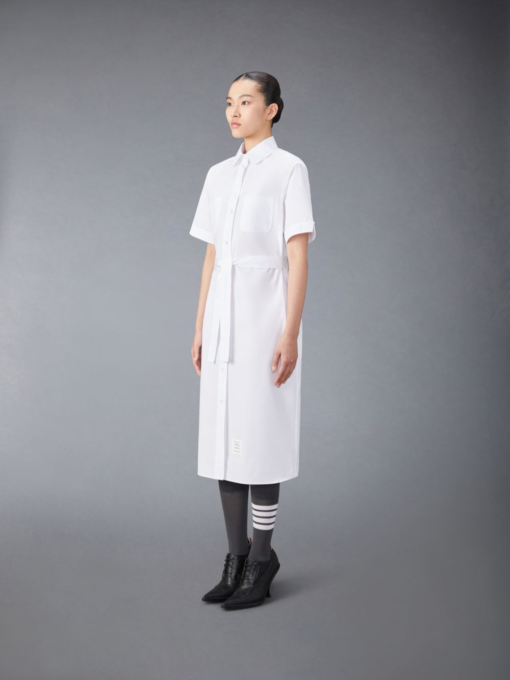 Vestido Thom Browne Solid Poplin Midi Shirt Feminino Branco | RLO87S23705
