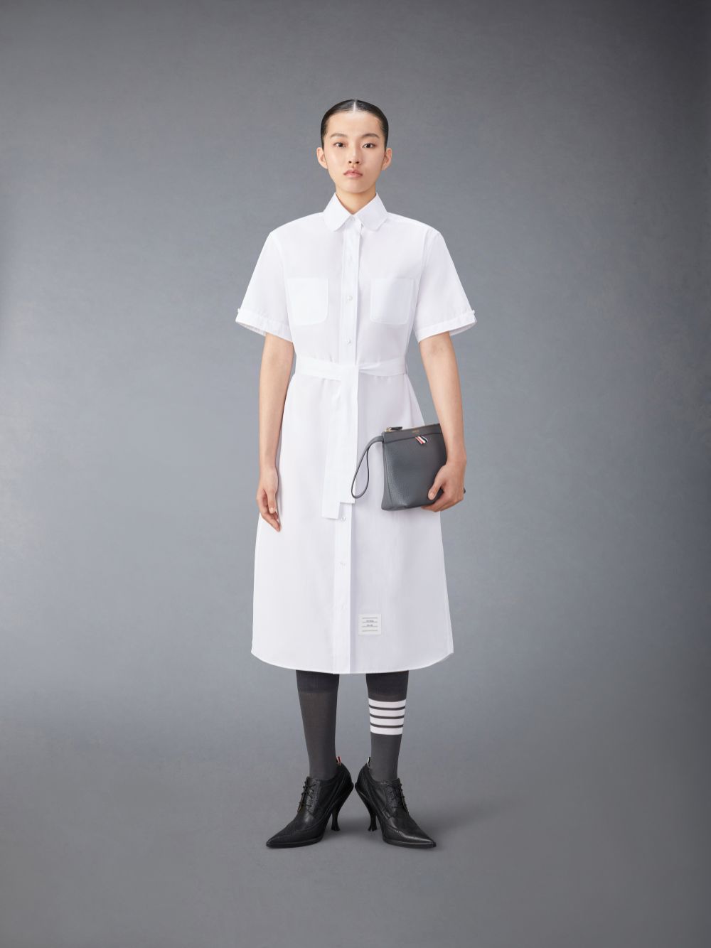 Vestido Thom Browne Solid Poplin Midi Shirt Feminino Branco | RLO87S23705