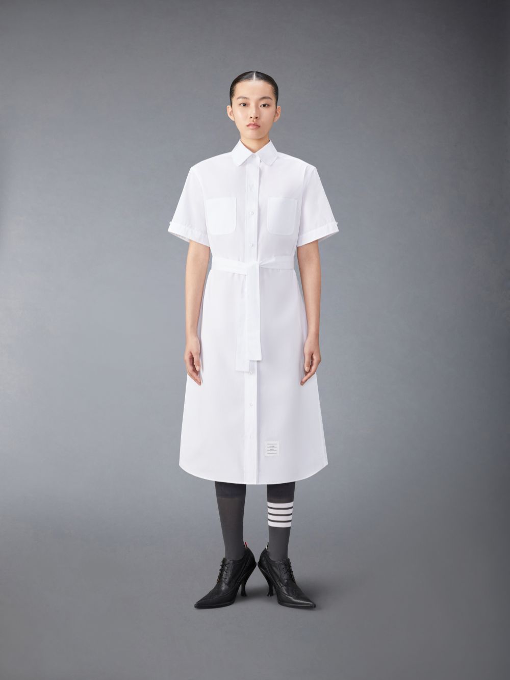 Vestido Thom Browne Solid Poplin Midi Shirt Feminino Branco | RLO87S23705