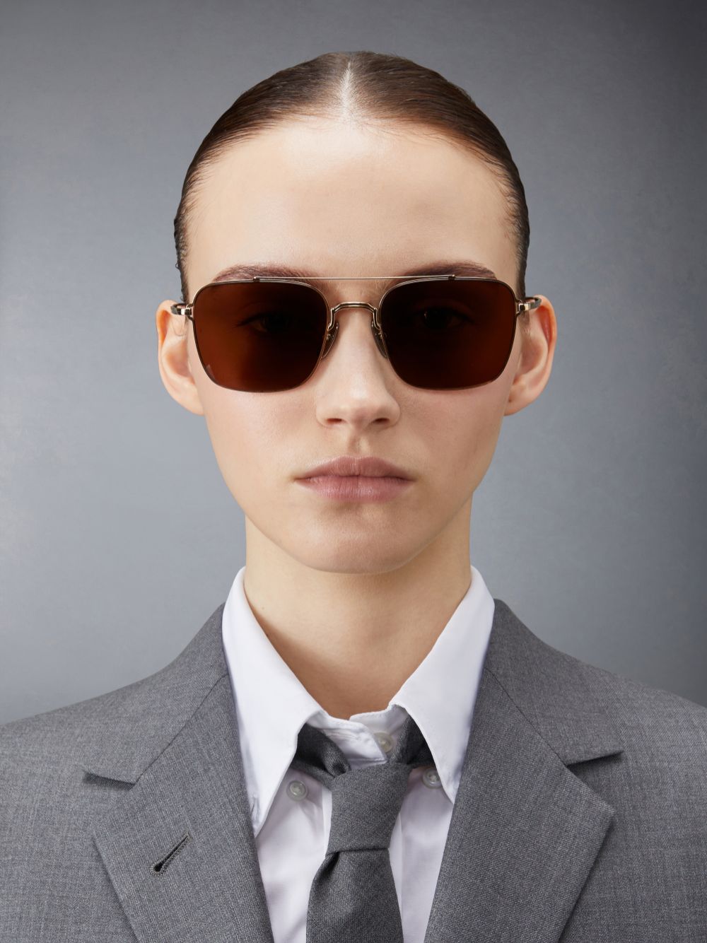 Óculos de Sol Thom Browne Titanium Aviator Feminino Douradas | OPQ92S17706