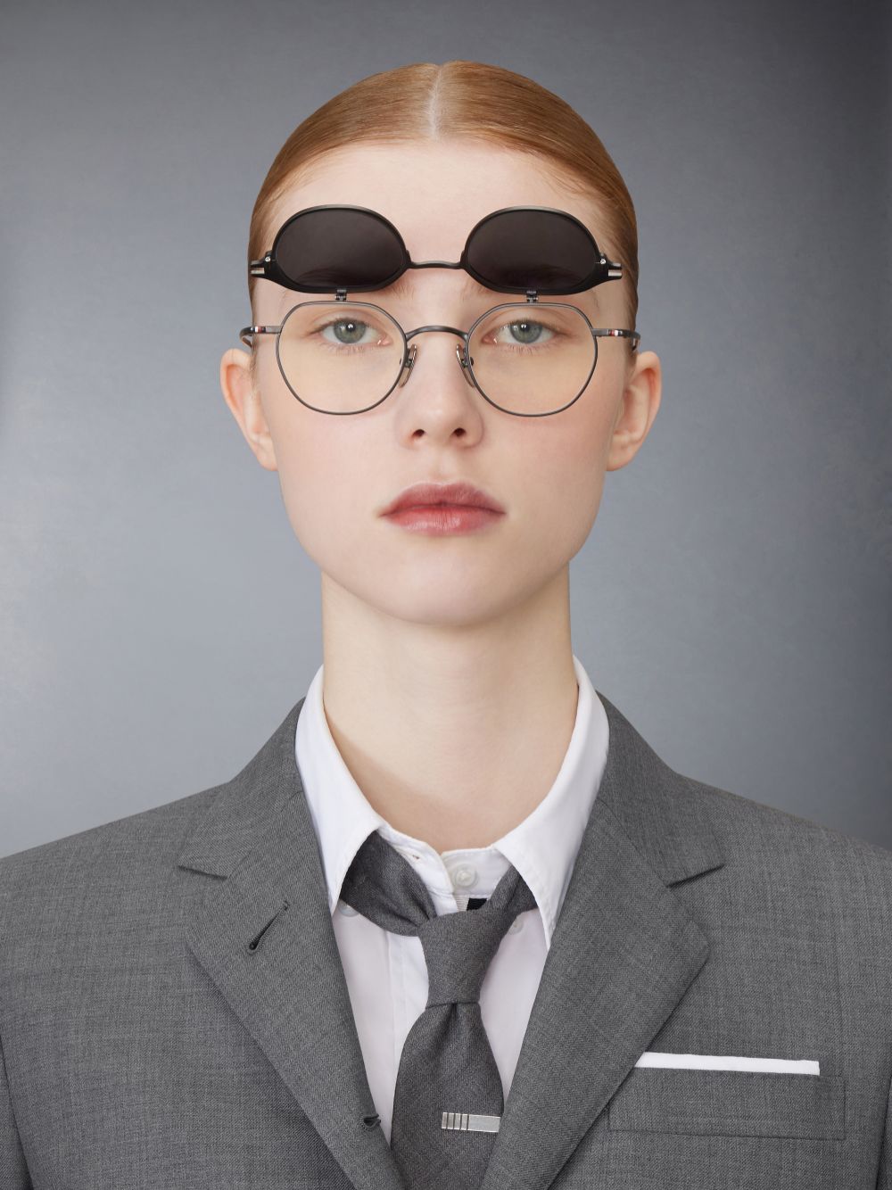 Óculos de Sol Thom Browne Titanium Round Clip On Feminino Pretas | DSD08I75794